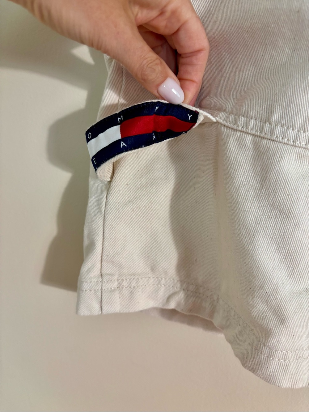 Tommy Hilfiger Vintage 90s Logo Ivory Denim Mini Skirt Size 10 - Picture 7 of 9